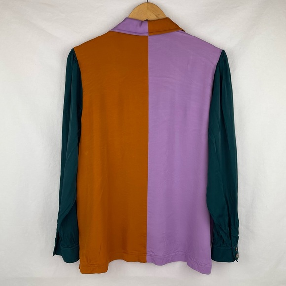 Farm Rio for Anthropologie Puff Sleeve Button Down Women’s M Color Block - Picture 3 of 16